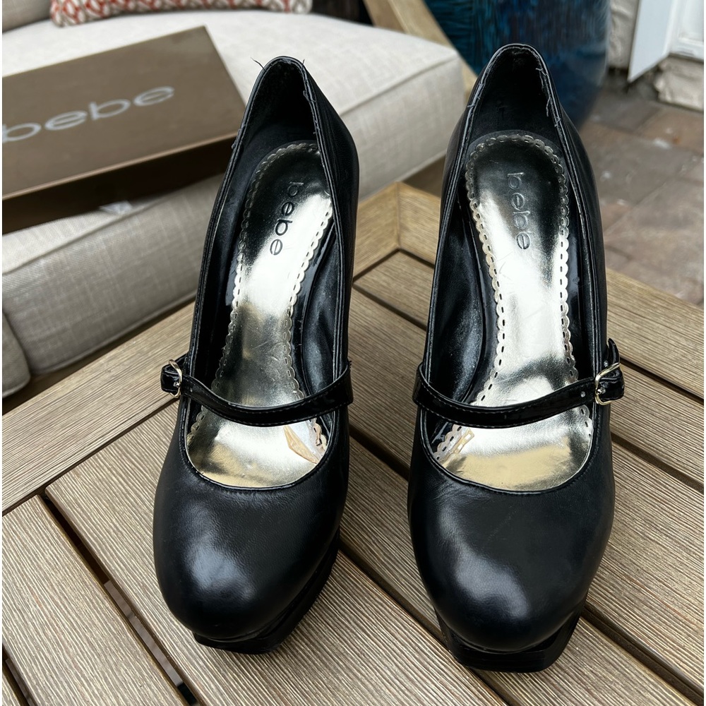 Bebe platform Mary Jane Round toe black Stiletto
